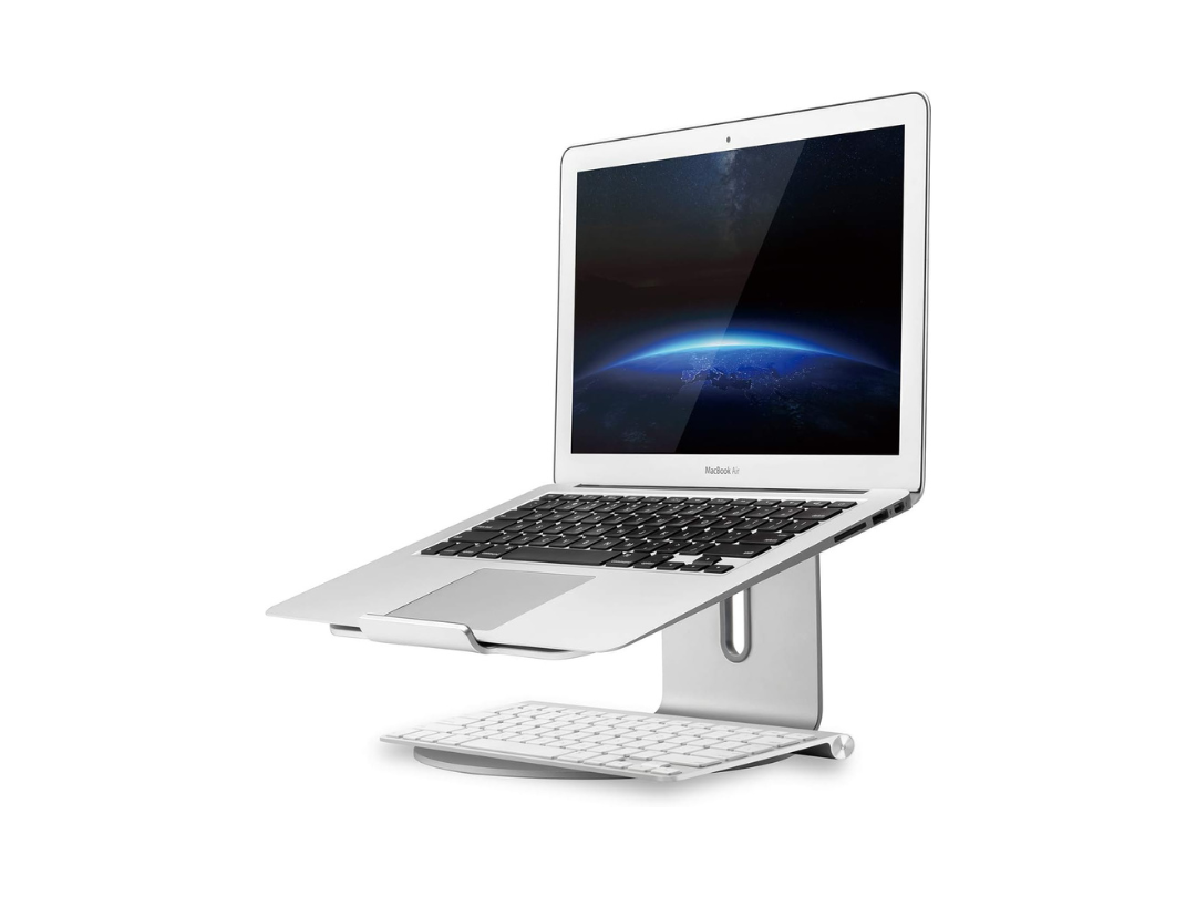 UPERGO Aluminum Laptop Stand with Swivel Base - Silver in Qatar UPERGO Aluminum Laptop Stand with Swivel Base - Silver in Qatar